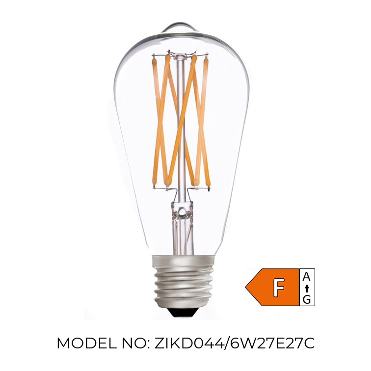 Squirrel Cage ST64 Clear 6W 2700K E27 Light Bulb